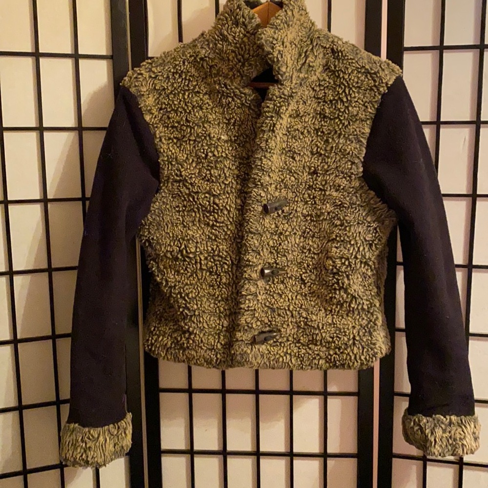 Fjall Wool Faux Fur Coat Jacket Reversible women M